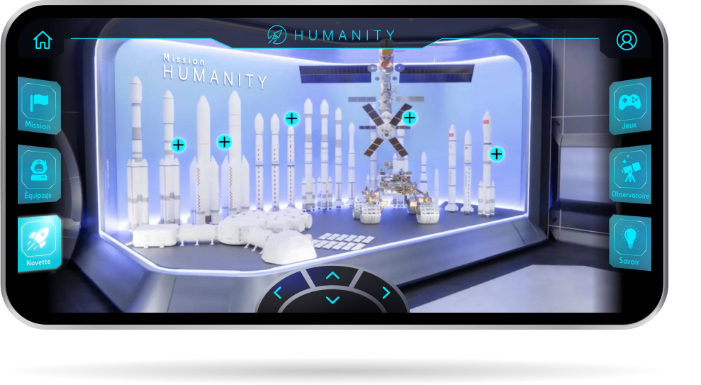 écran, navigation dans la navette 2/2 de l'application mobile Mission Humanity