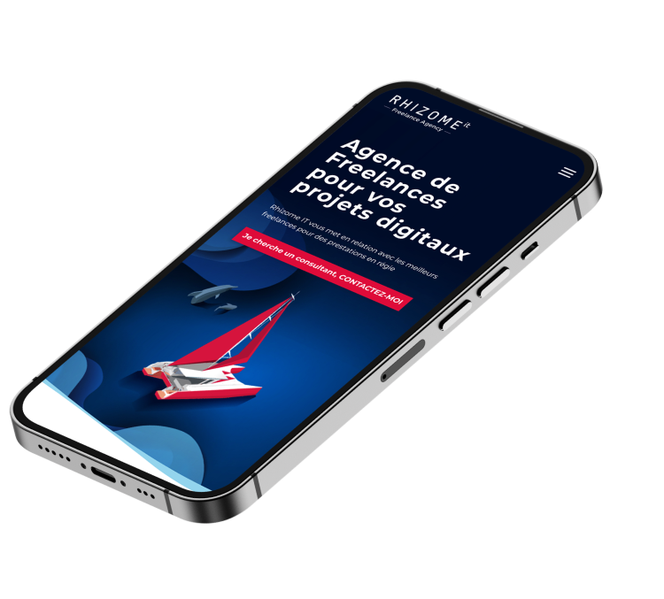écran du site web Rhizome IT réalisé par Xavier Brysbaert, pour les entreprises, en version mobile, UX-UI design